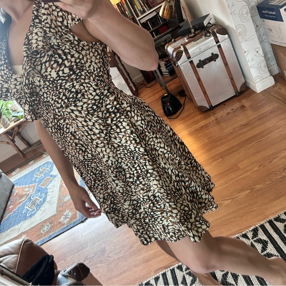 We the free people french quarter mini wrap dress animal print ruffle sleeve - Picture 8 of 8